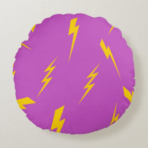 Lightning Purple Background Y2K Pattern Round Cushion