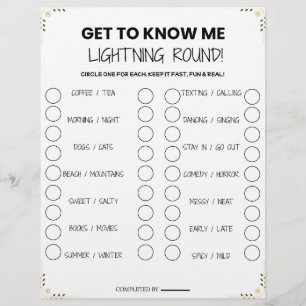 Lightning Round Party Game – Fun Get-to-Know-You P Custom Letterhead