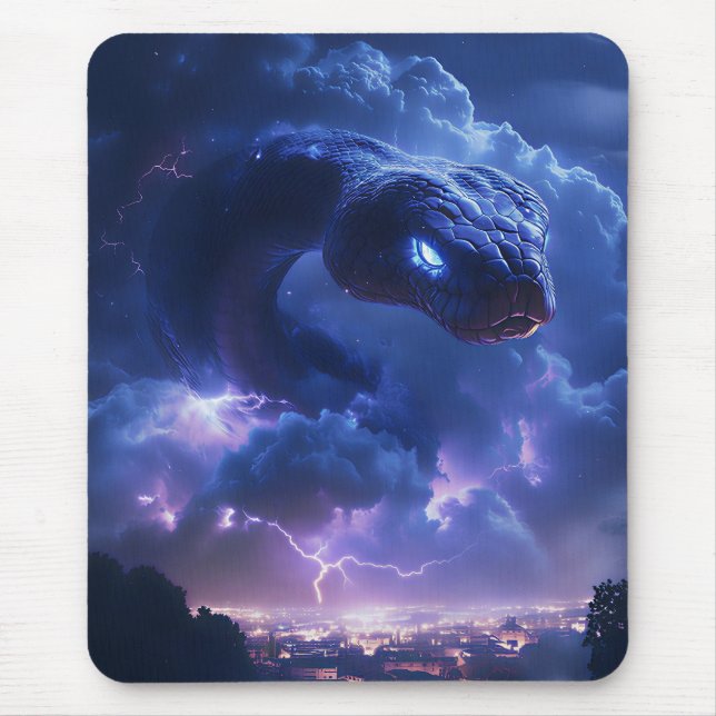 Lightning Snake Over the City Mouse Mat (Front)