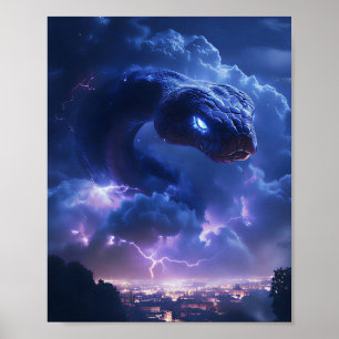 Lightning Snake Over the City Poster