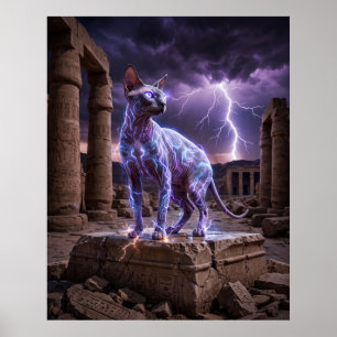 Lightning Sphynx Charged Temple Art Poster