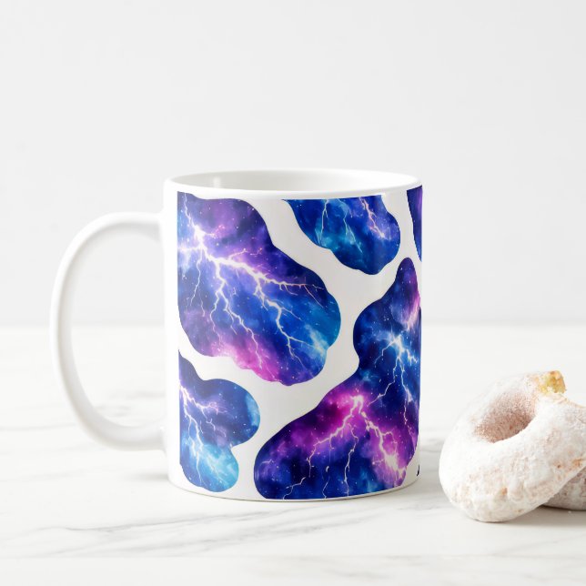 Lightning Storm Galaxy Pattern Coffee Mug (With Donut)