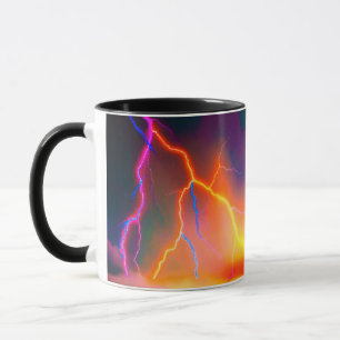 Lightning Storm Striking Neon Bolt Design Mug