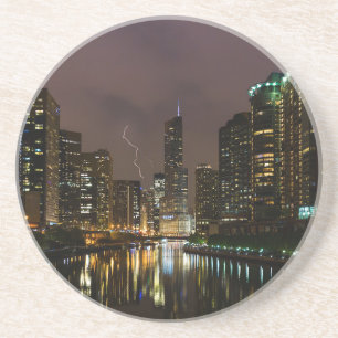 Lightning Strike Over Chicago River Coaster