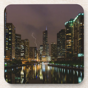 Lightning Strike Over Chicago River Coaster