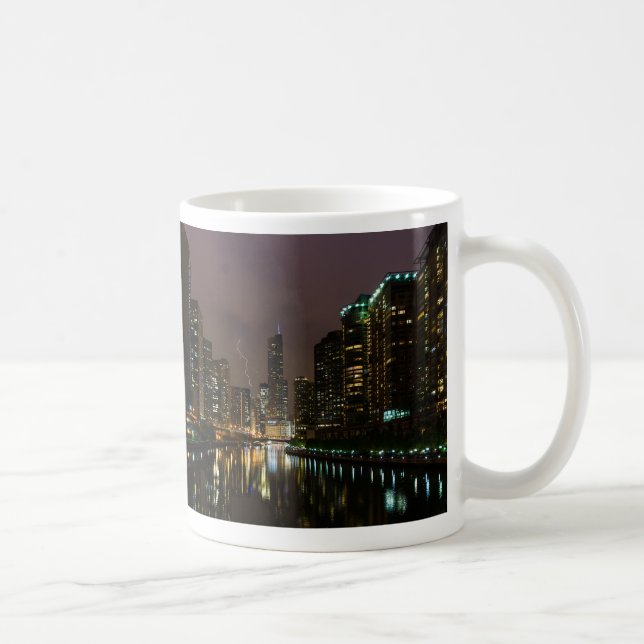 Lightning Strike Over Chicago River Coffee Mug (Right)