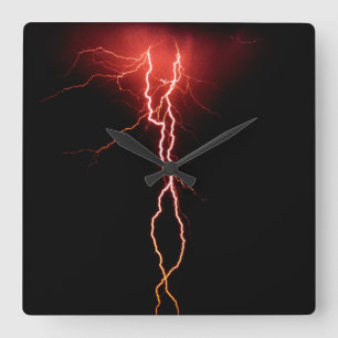 Lightning Strike Square Wall Clock