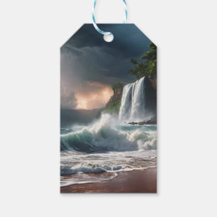 Lightning Strike Waves Beach Landscape Gift Tags