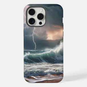 Lightning Strike Waves Beach Landscape iPhone 15 Pro Max Case