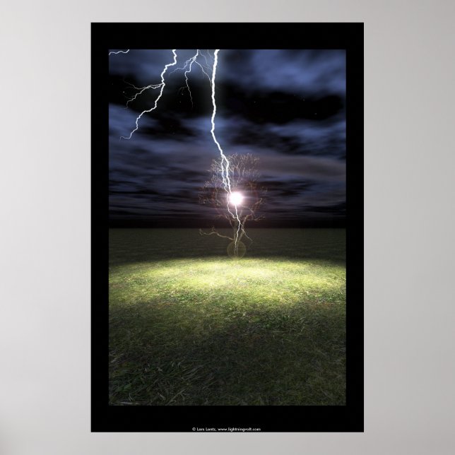 Lightning Strikes a Tree Poster (Front)
