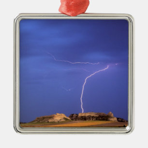 Lightning strikes buttes near Scottsbluff Metal Tree Decoration