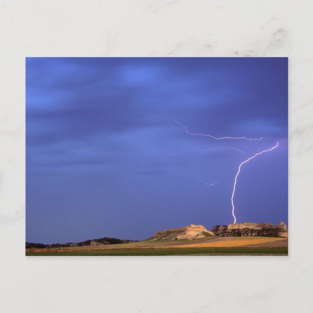 Lightning strikes buttes near Scottsbluff Postcard (Front)