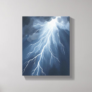Lightning Strikes   Stormy Sky Watercolor Canvas Print