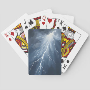 Lightning Strikes Stormy Sky Watercolor Playing Cards