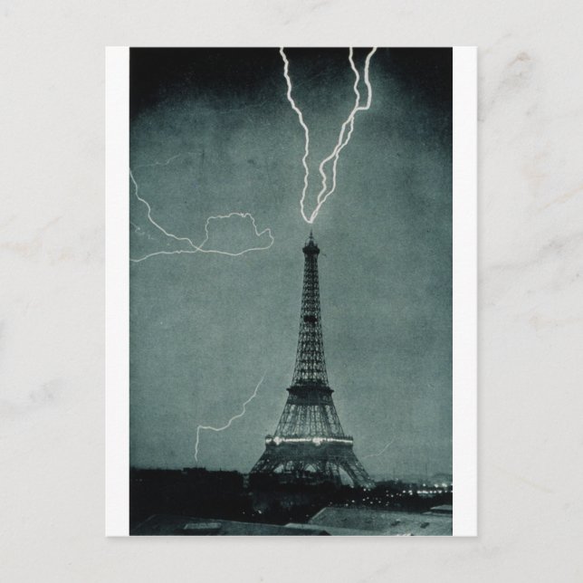 Lightning Strikes the Eiffel Tower, 1902 Postcard (Front)