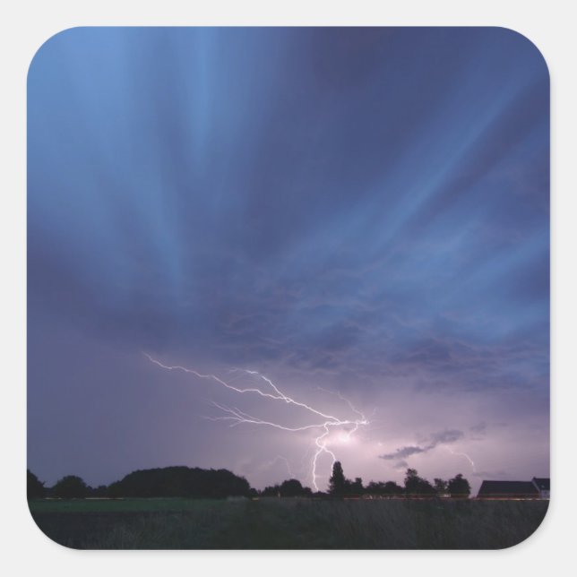 Lightning Striking During Thunderstorm Square Sticker (Front)