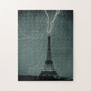 Lightning Striking the Eiffel Tower Jigsaw Puzzle