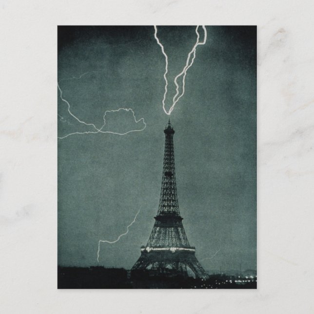 Lightning Striking the Eiffel Tower Postcard (Front)