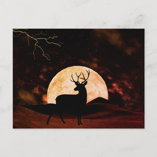 Lightning, Thunder and Buck Full Moon Postcard (Front)
