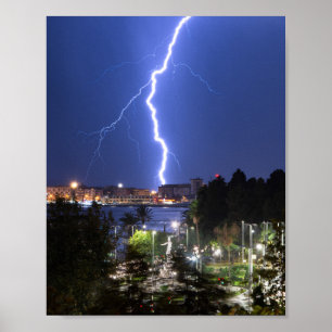 Lightning vertical poster above the city