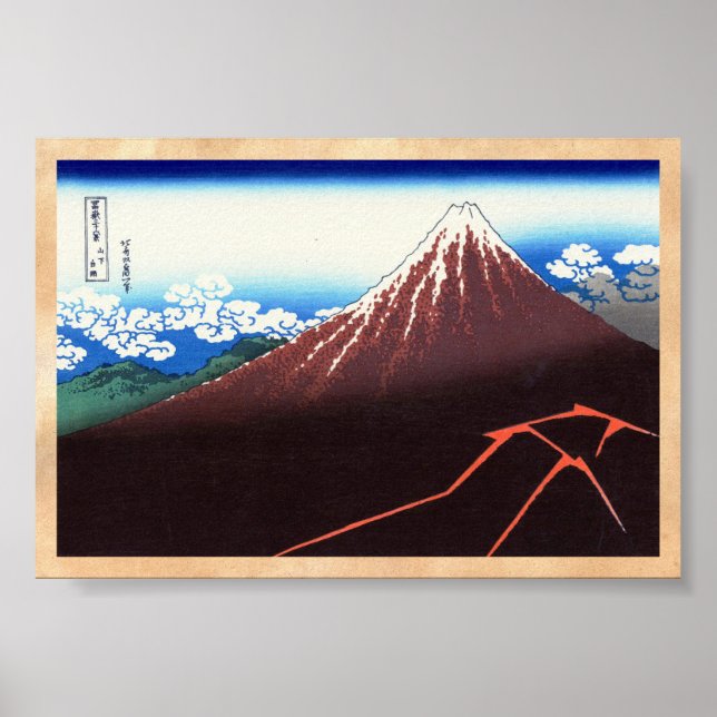 Lightnings below the summit Katsushika Hokusai Poster (Front)