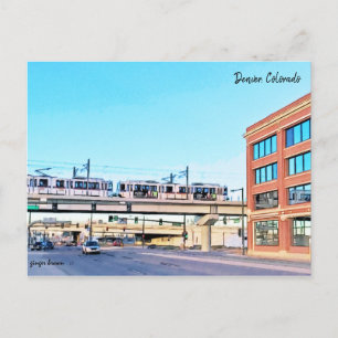 LightRail, I-25, Broadway Station, Denver, CO Postcard