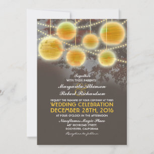 Lights and lanterns elegant wedding invitation