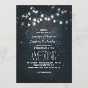Lights and Night Stars Vintage Elegant Wedding Invitation