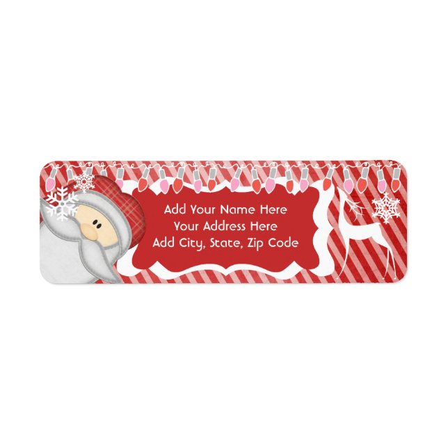 Lights and Santa Holiday Address Labels (Front)