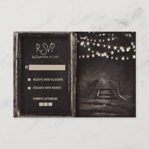 Lights and Tree Path Rustic Wedding RSVP Cards