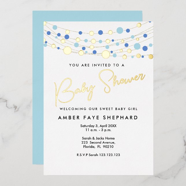 Lights Baby Shower Invitation - Yellow & Green (Front/Back)