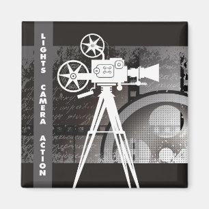 Lights, Camera, Action 2"x2" Square Magnet