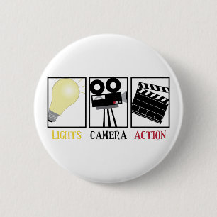 Lights Camera Action 6 Cm Round Badge