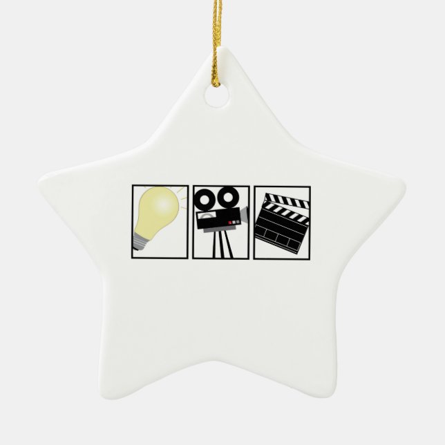 Lights Camera Action Ceramic Tree Decoration (Front)