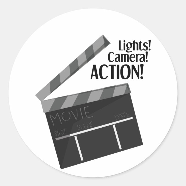 Lights Camera Action Classic Round Sticker (Front)