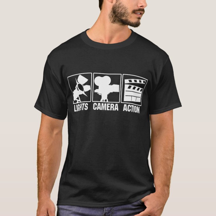 Lights camera action t shirt Clearance