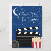 Lights Camera Movie Night 1 Thank You Card