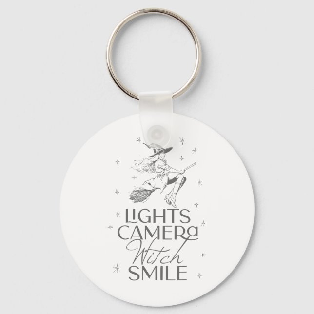 Lights Camera Witch Smile Halloween  Key Ring (Front)