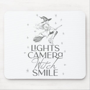 Lights Camera Witch Smile Halloween  Mouse Mat
