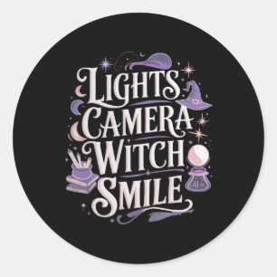 Lights Camera Witch Smile - Witch Halloween  Classic Round Sticker
