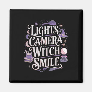 Lights Camera Witch Smile - Witch Halloween Magnet