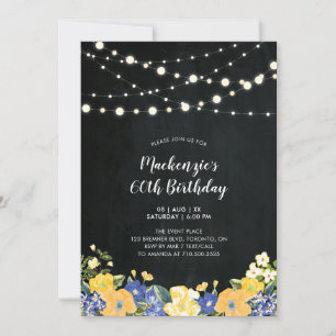 Lights & Chalkboard Floral Adult Birthday Party Invitation