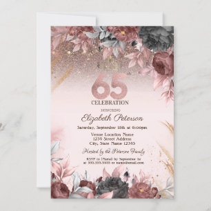 Lights,Chic Flowers Glitter 25th Birthday  Invitation