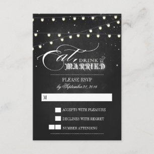 Lights Eat, Drink and Be Married Wedding RSVP card