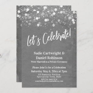 Lights Grunge Let's Celebrate Grey Reception Invitation