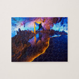 Lights in Reed Flute Cave, China Jigsaw Puzzle