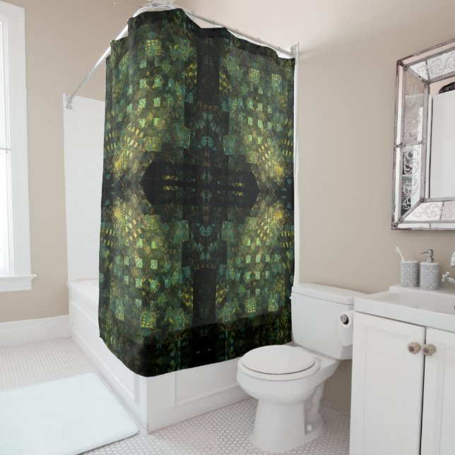 Lights in the City Abstract Art Shower Curtain (In Situ)