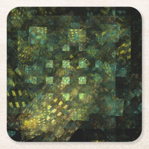 Lights in the City Abstract Art Square Paper Coaster