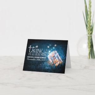 Lights mason jar dreamy wedding thank you card
