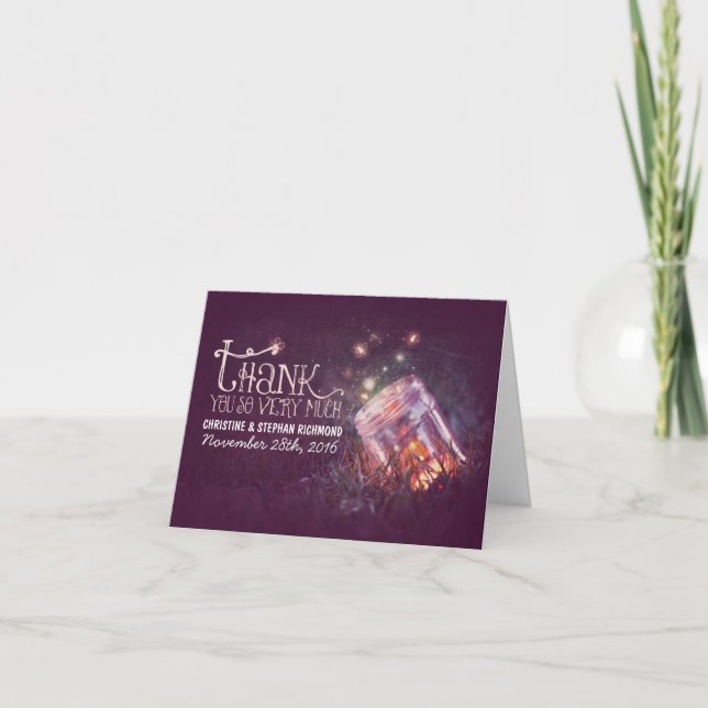 Lights mason jar dreamy wedding thank you card (Front)
